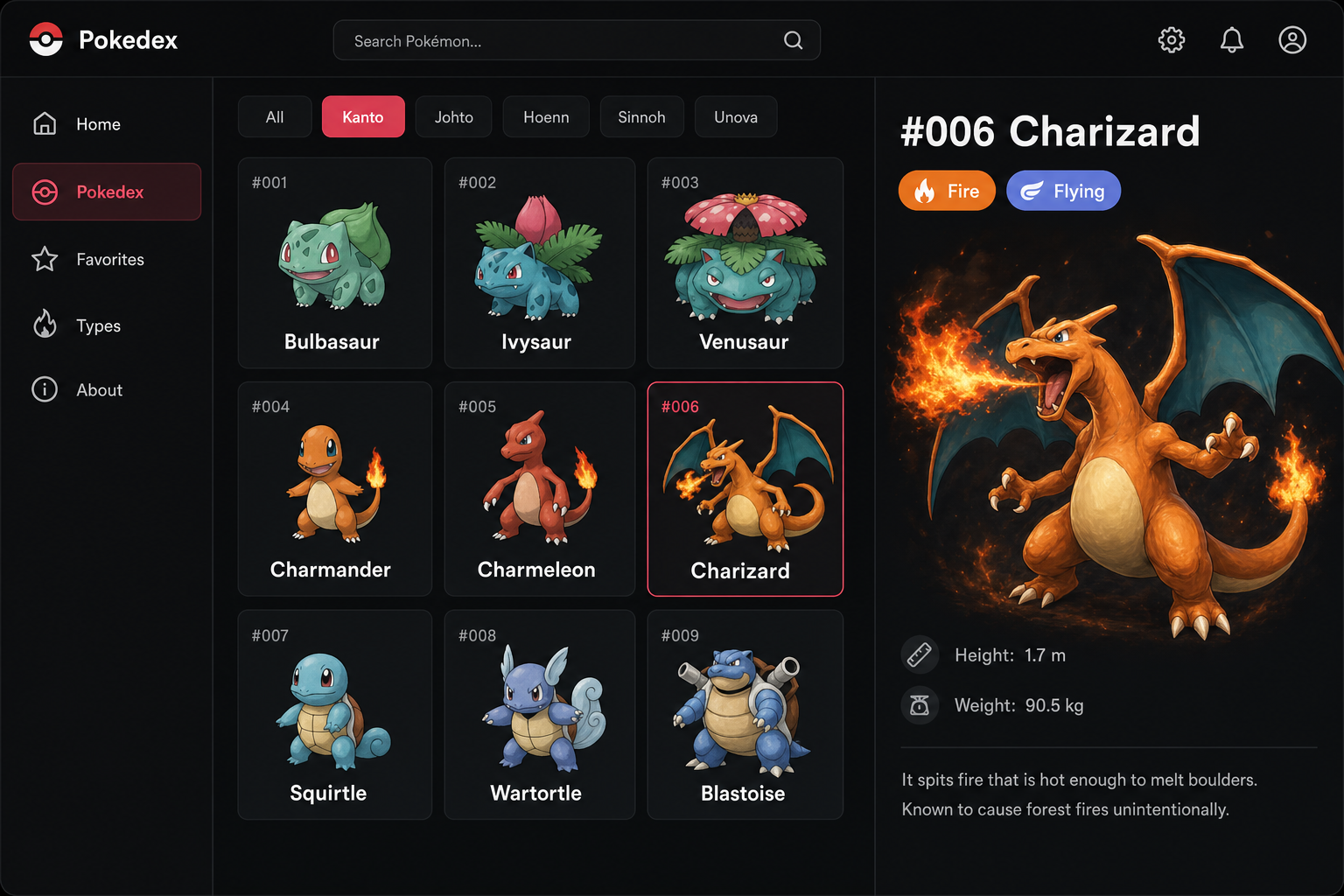 Pokedex app screenshot
